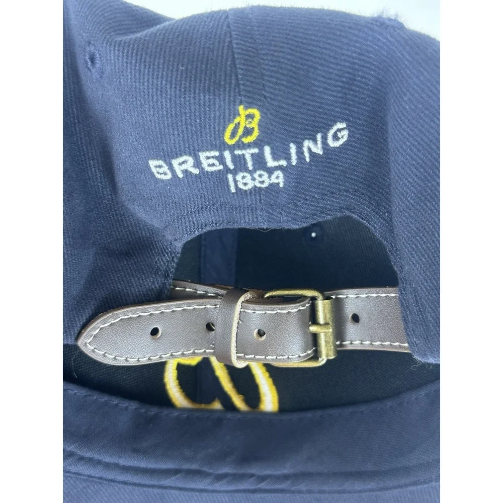 Breitling 1884 Adjustable Leather Strap Baseball Hat Cap Swiss Chronograph Watch